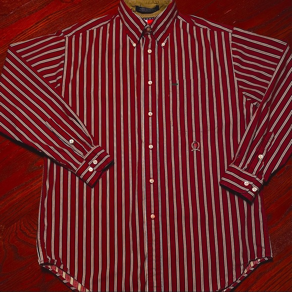 Tommy Hilfiger Other - Tommy Hilfiger Vintage Crest Dress Shirt Gold Red